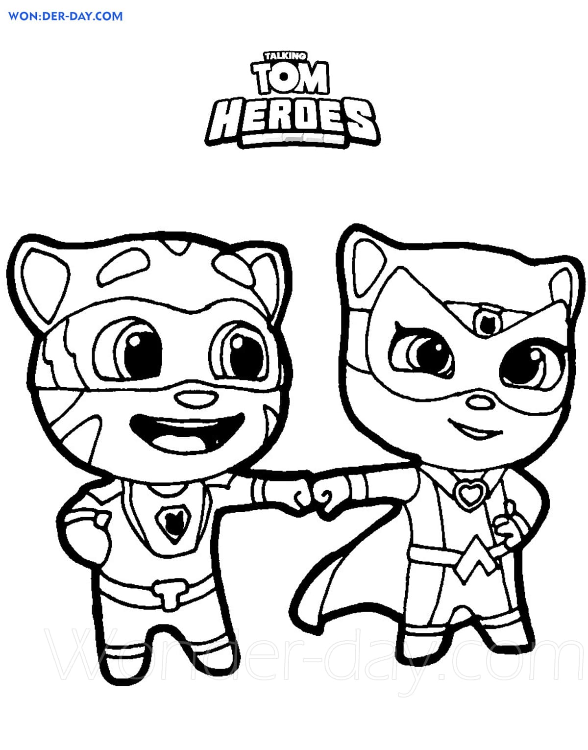 Desenhos para colorir do Talking Tom Herói Wonder day