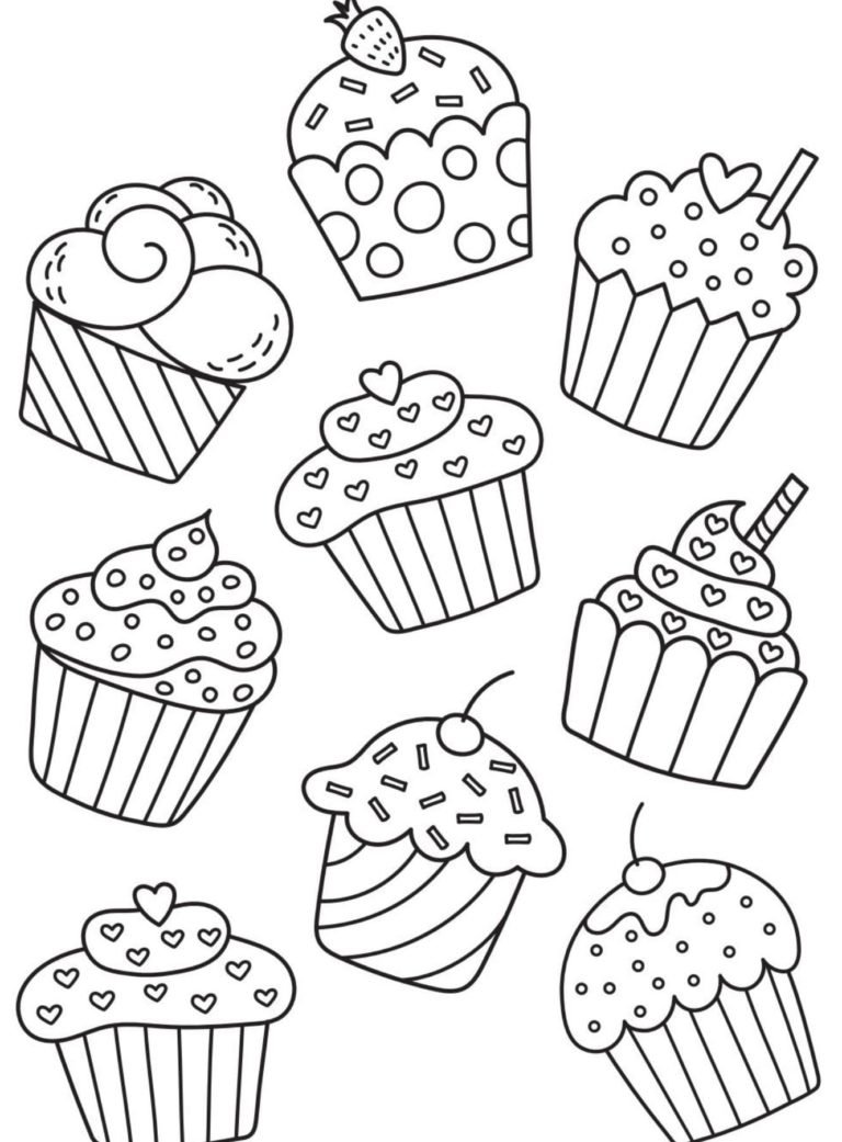 Cupcakes Ausmalbilder:  Süße Zeichnungen für kleine Künstler!