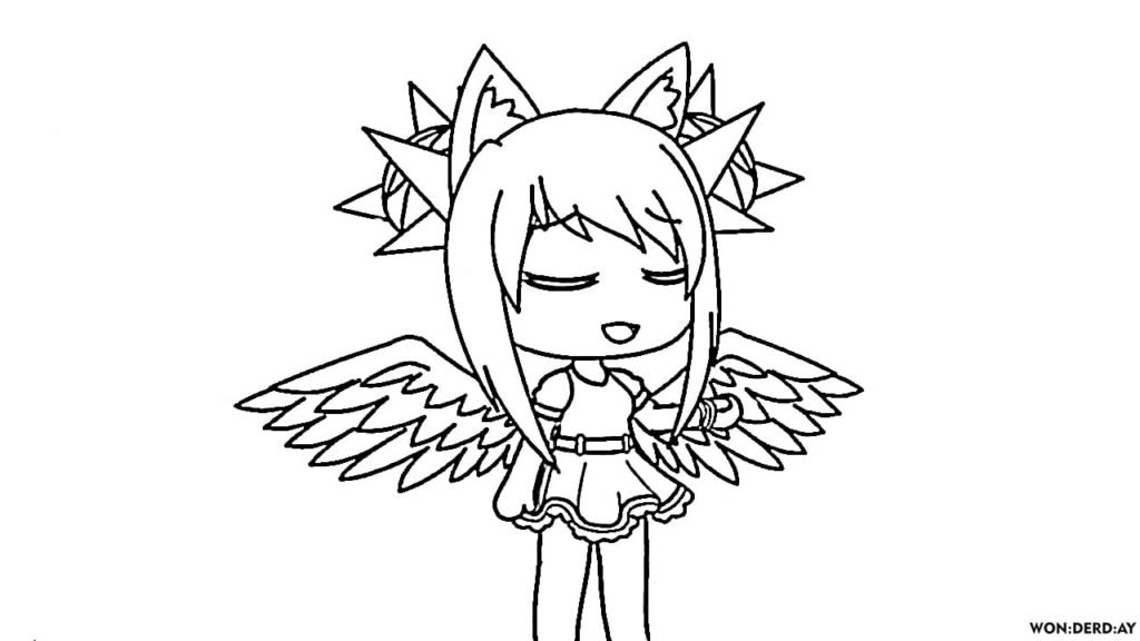 Coloring page Gacha life Anime Angel Girl