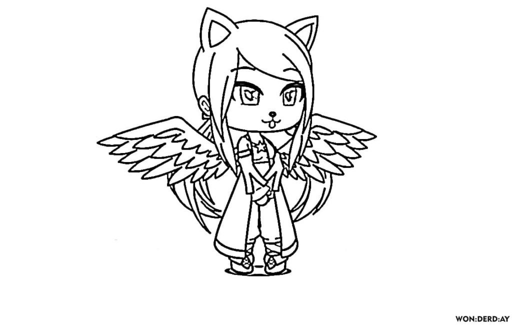 Coloring page Gacha life Anime Angel Girl