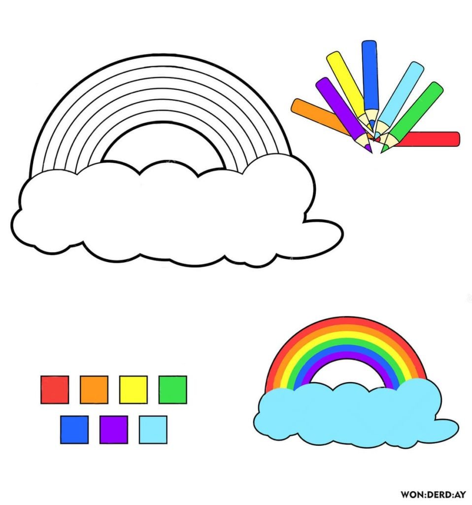 Ausmalbilder Regenbogen. Drucken für Kinder