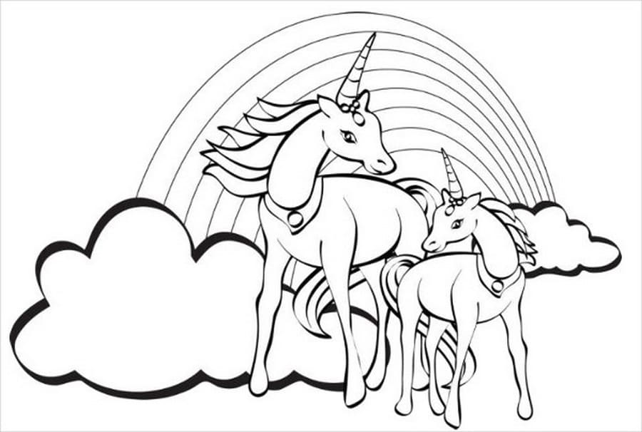 Dibujos para colorear Arcoiris. Pony en el Arcoiris. Imprimir para niños