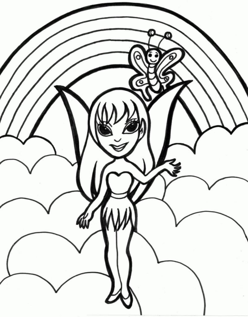 Desenho de Princesa arco-íris para colorir