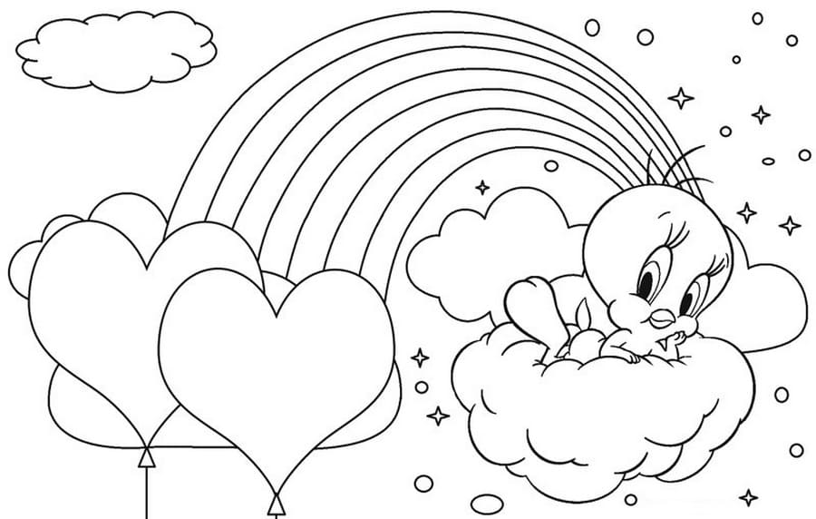 Coloring Pages Rainbow. Pony on the Rainbow. Print for Kids