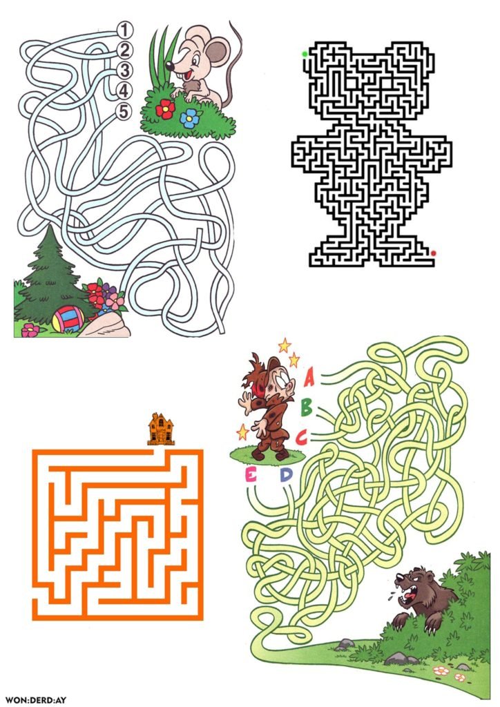 Farbige Labyrinthe für Kinder