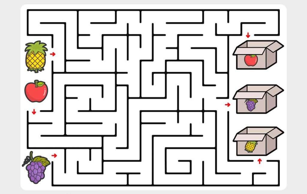 Labirintos coloridos para crianças