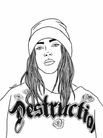 Download Coloring Pages Billie Eilish. Download or print for free