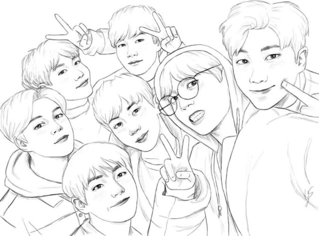 Desenhos para colorir BTS. Imprima de graça, 120 imagens