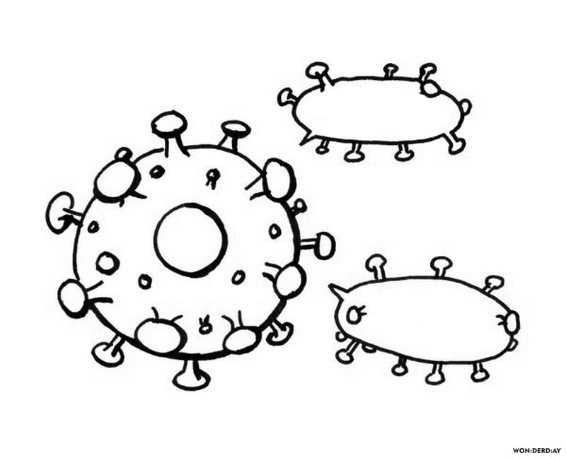 Ausmalbilder Coronavirus für Kinder. Drucken Sie im A4