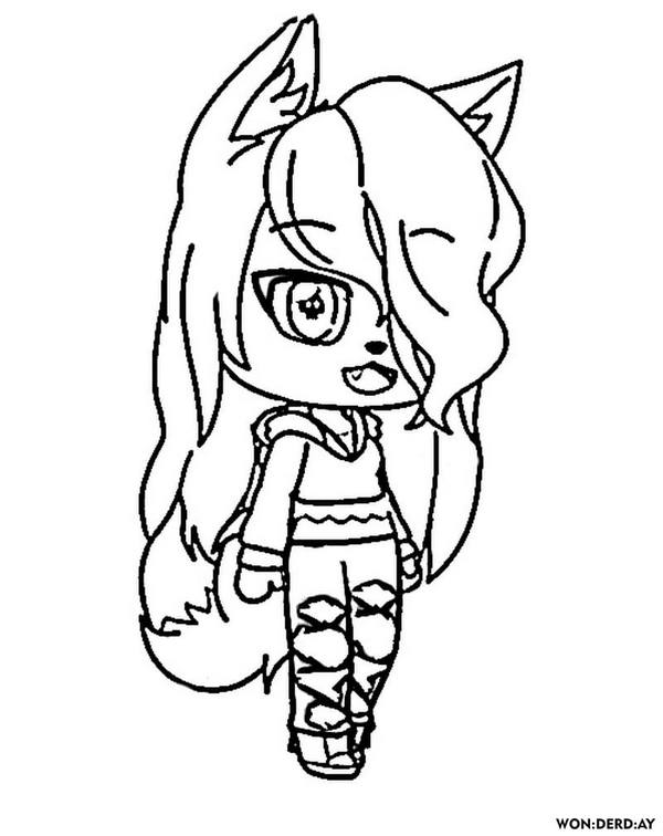 Mythical Fox Anime Girl Coloring Pages