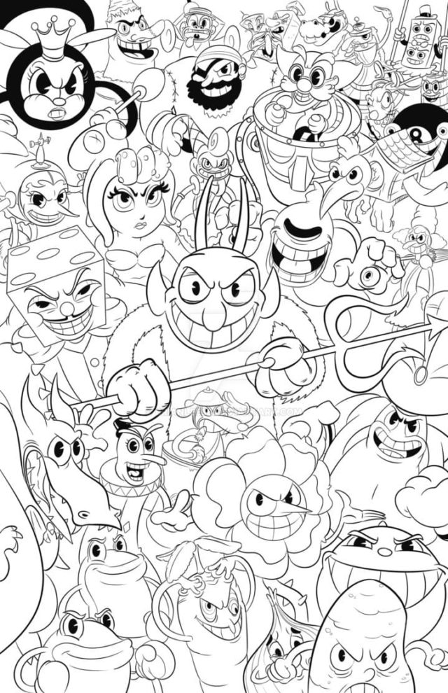 Coloriage Cuphead Bosses Cuphead Et Mugman Imprimer Gratuitement