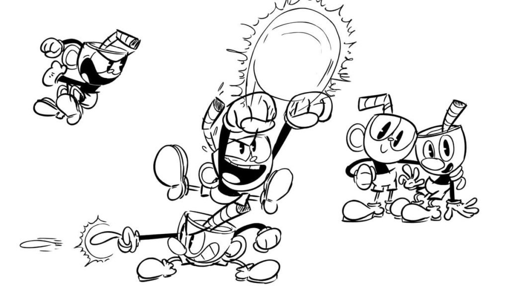Coloring Pages Cuphead. Bosses, Cuphead and Mugman. Print for free