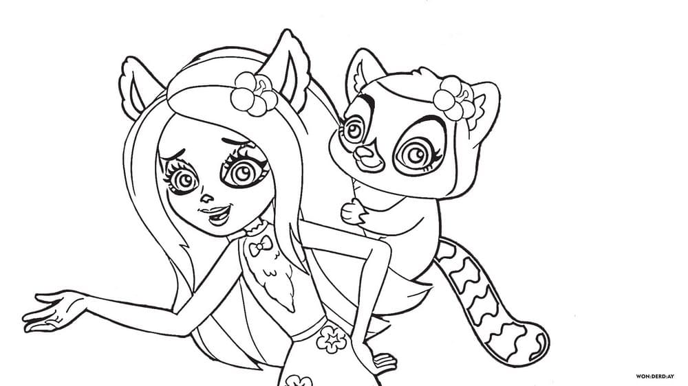 Coloring Pages Enchantimals. Magical girls and their pets