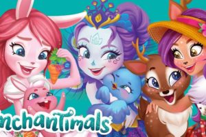 Coloriage Enchantimals. Filles magiques et leurs animaux. Imprimer A4