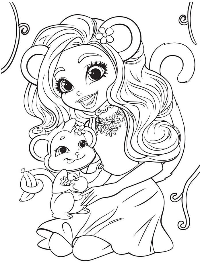 Dibujos para colorear Enchantimals. Chicas mágicas y sus mascotas
