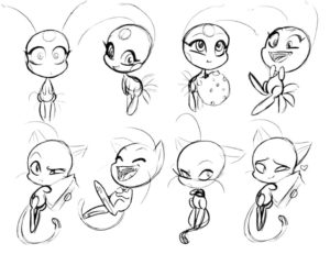 Kwami Ausmalbilder. Tikki, Nooro und andere. Ladybug und Cat Noir