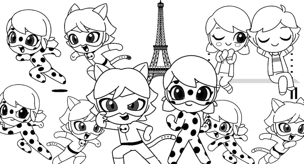 Lápis Feliz on X: Ladybug e Cat Noir para #imprimir e #pintar -    / X