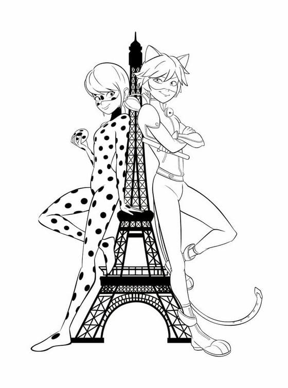 Dibujos para colorear de Ladybug y Cat Noir. La mejor colección