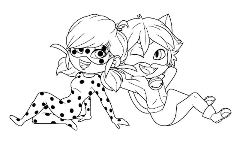 Ladybug and Cat Noir Coloring Pages Printable for Free Download