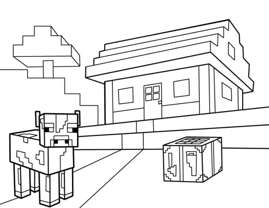 Desenho de Minecraft Casa para colorir