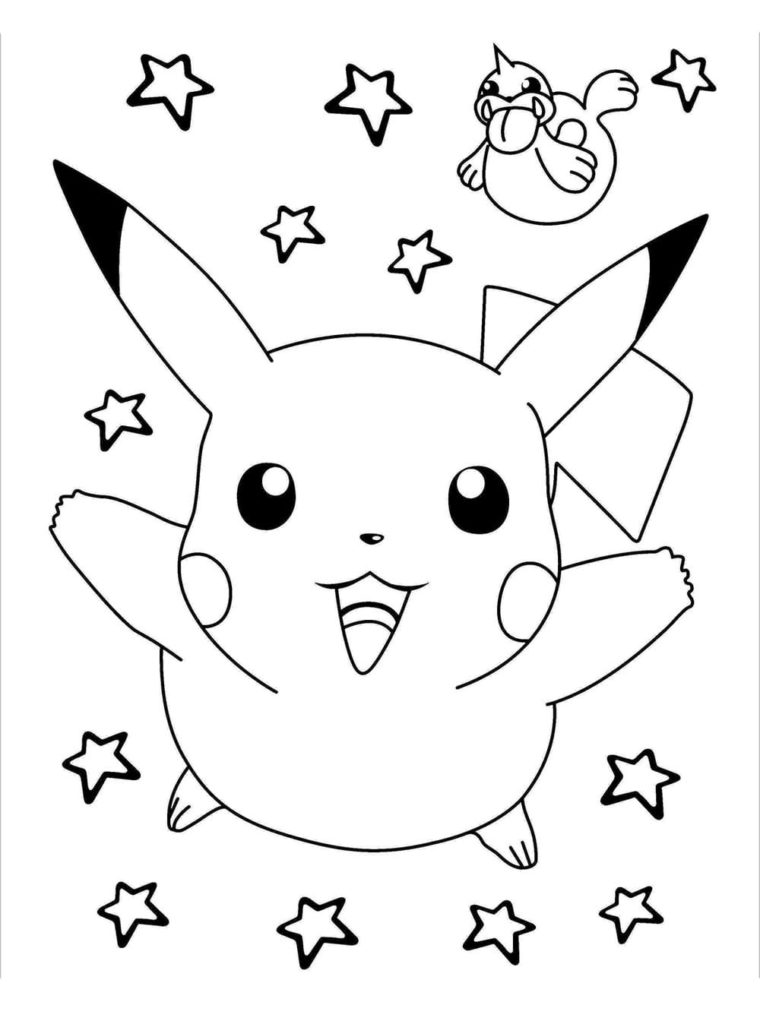 Dibujos de Pikachu para colorear. Imprima gratis A4