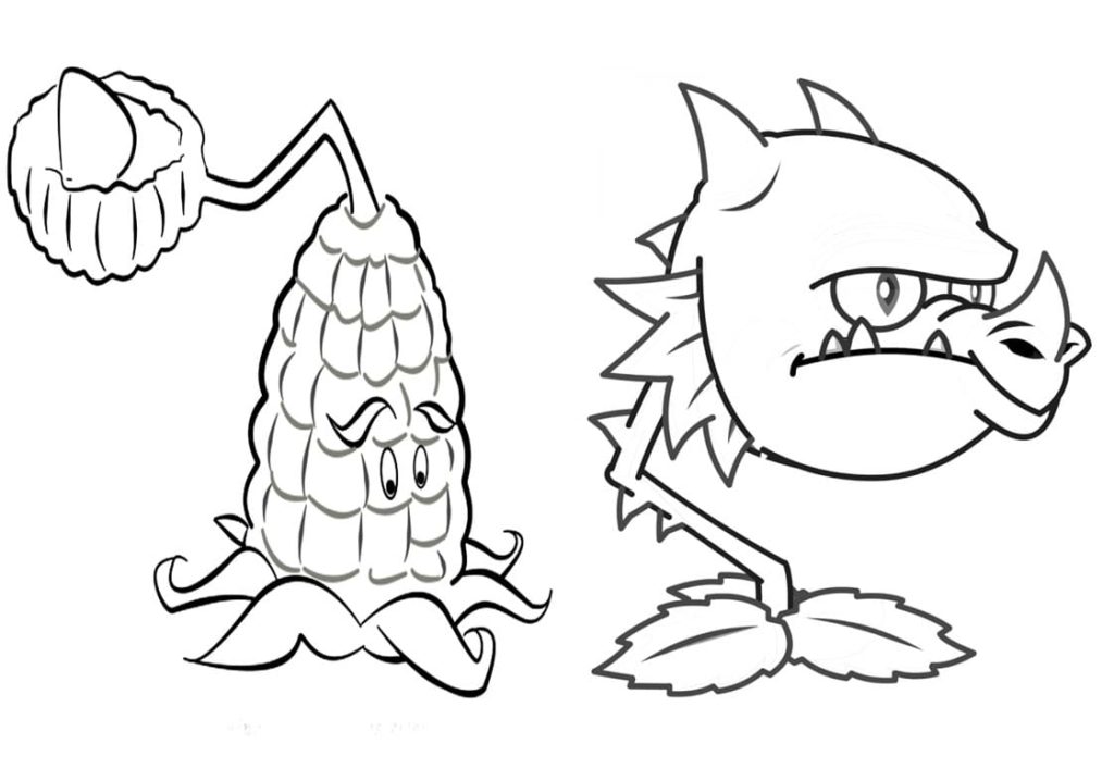 Desenhos de Plants vs. Zombies para colorir. Todas as peças: 1, 2, 3