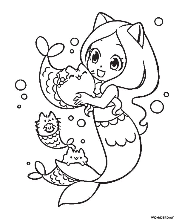 Featured image of post Mermaid Cute Pusheen Coloring Pages Coloring page of a cute mermaid with fishes