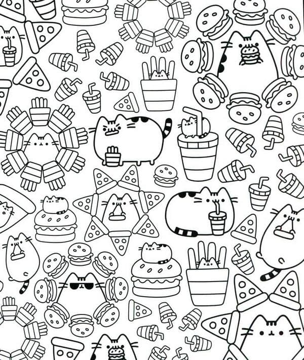 Pusheen pizza ! - Doodle Art Kids Coloring Pages