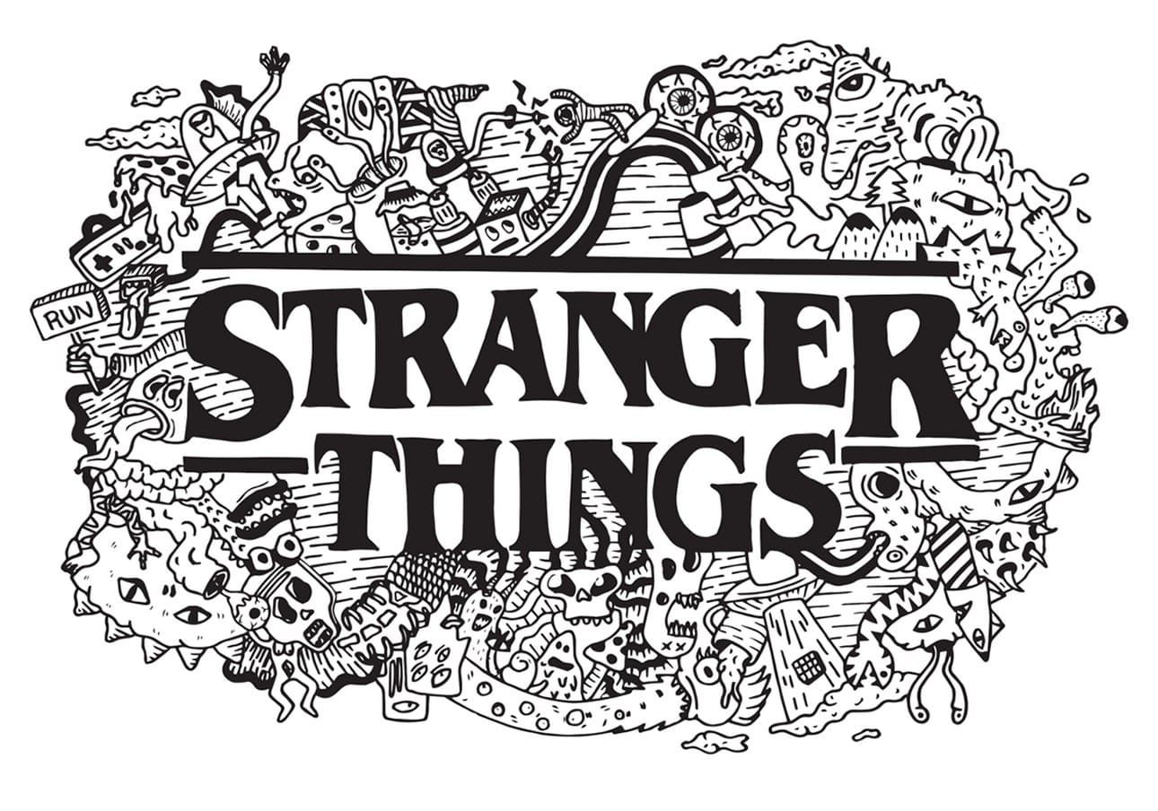 Stranger Things, libro da colorare con motivo ripetuto · Creative Fabrica