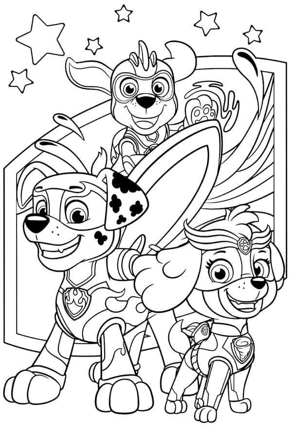 Coloriage Paw Patrol. Mighty pups. Imprimer A4 | WONDER DAY