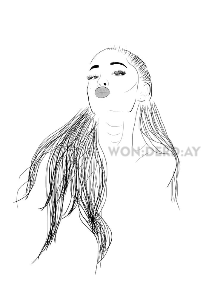 Desenho de cantores kawai para colorir-Ariana grande