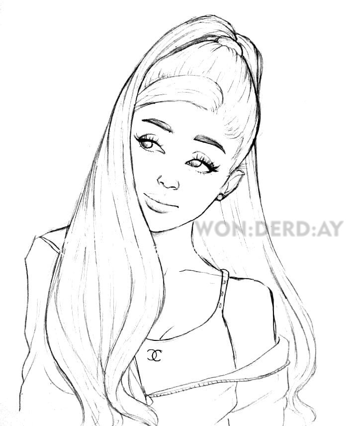 Desenho de cantores kawai para colorir-Ariana grande