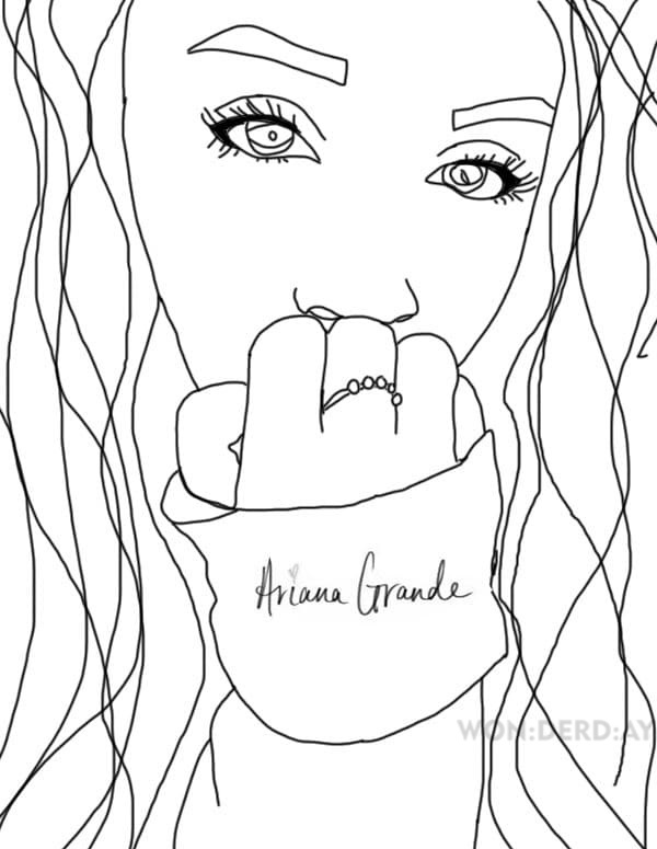 Desenho de cantores kawai para colorir-Ariana grande