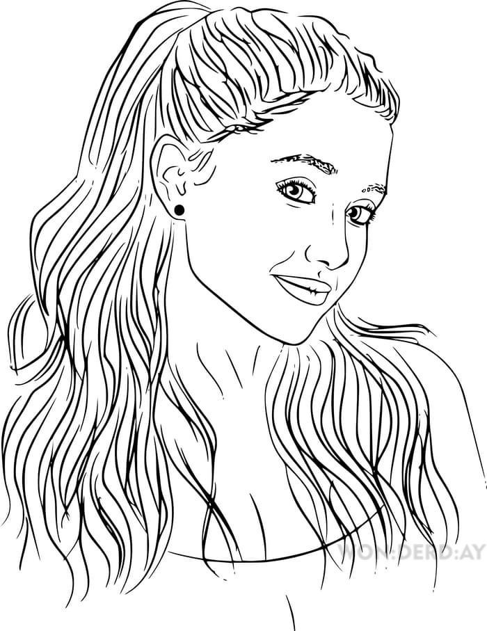 Desenho de cantores kawai para colorir-Ariana grande