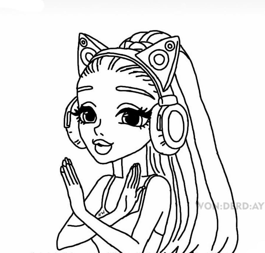 Desenho de cantores kawai para colorir-Ariana grande