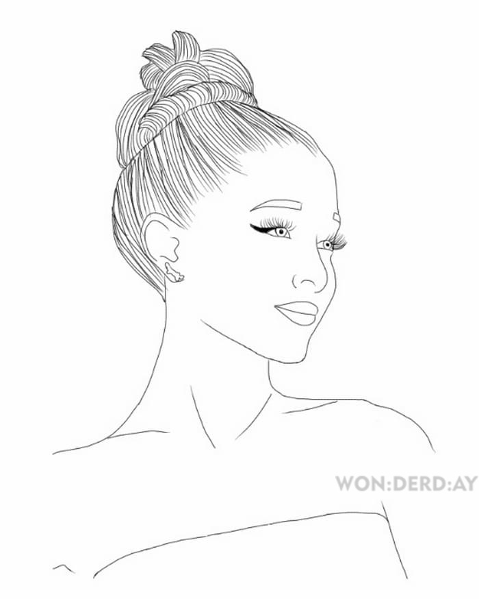 Desenho de cantores kawai para colorir-Ariana grande