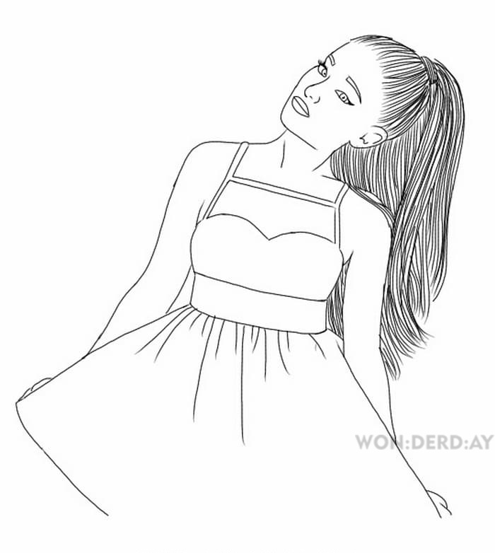 Desenho de cantores kawai para colorir-Ariana grande