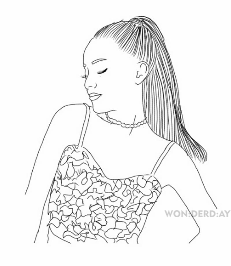 Desenho de cantores kawai para colorir-Ariana grande