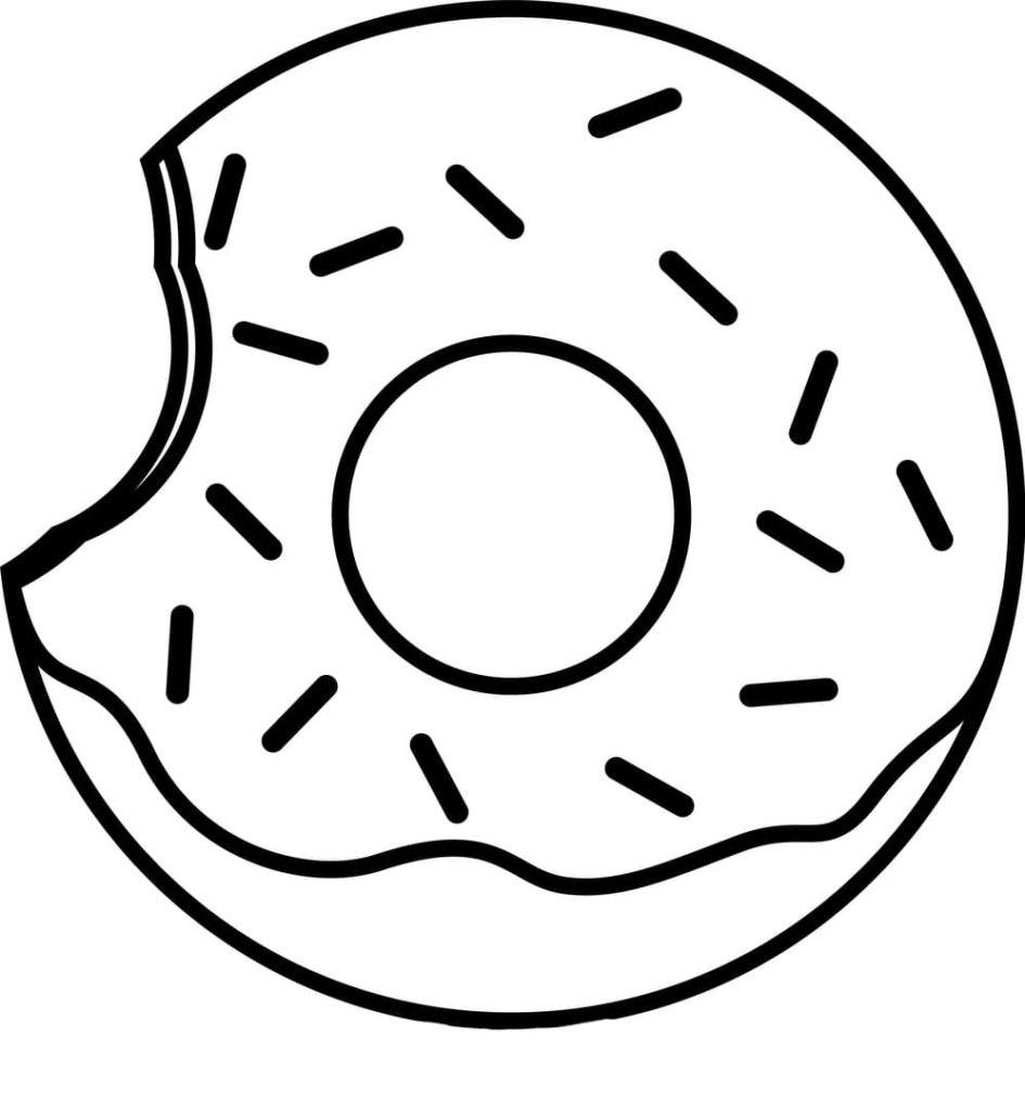 Ausmalbilder Donut. Drucke kostenlos im A4 Format