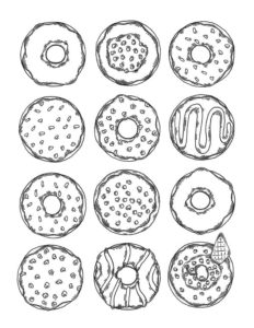 Donut Coloring Pages, 70 Pieces Print for free A4 | WONDER DAY