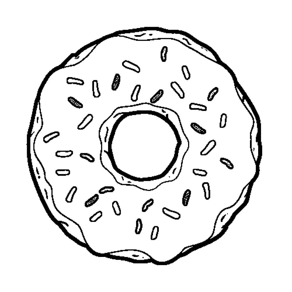 Ausmalbilder Donut. Drucke kostenlos im A4 Format