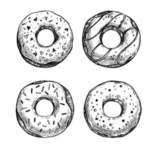 Donut Coloring Pages, 70 Pieces Print for free A4 | WONDER DAY