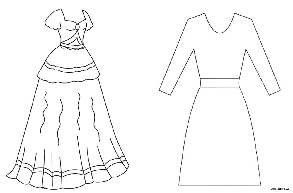 Dibujos de Vestidos para colorear. Imprimir y Colorear