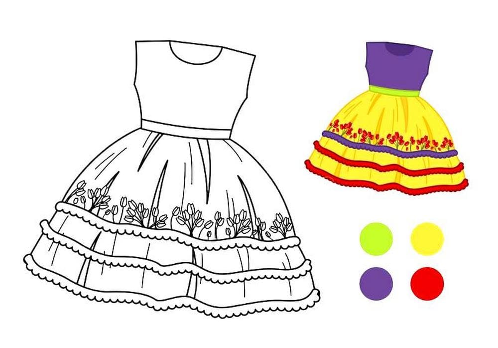 Dibujos de Vestidos para colorear. Imprimir y Colorear