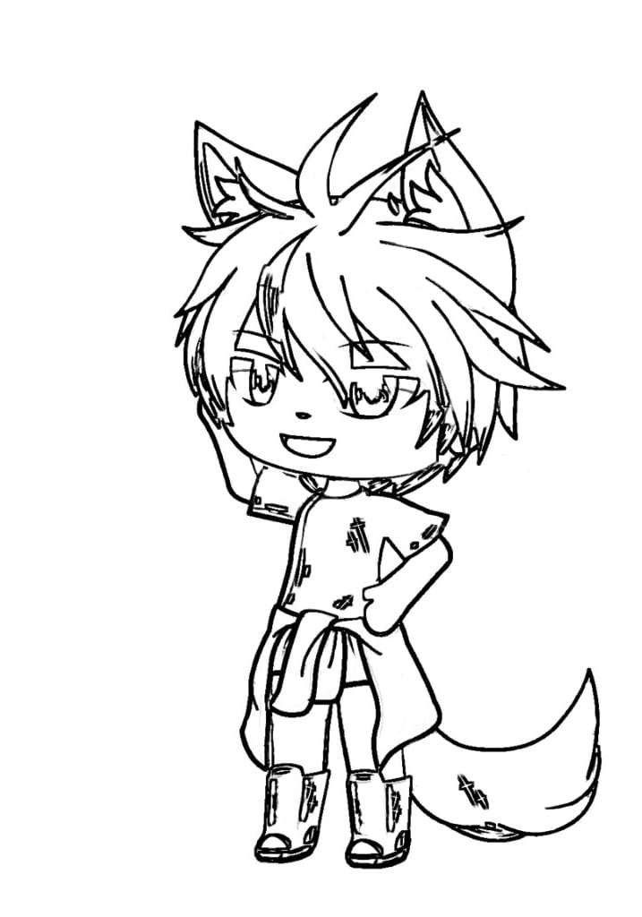 Coloring page Gacha life Turquoise Boy