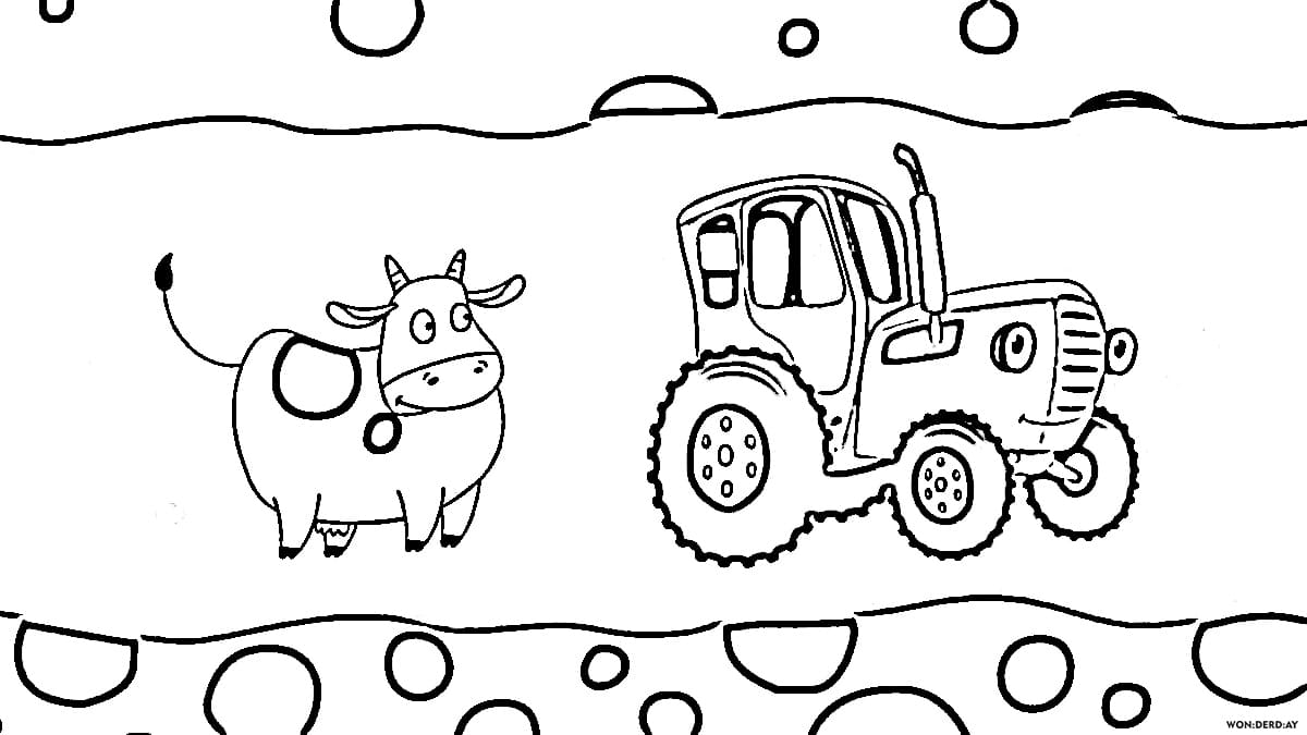 Игры раскраски синий трактор. Трактор синий трактор для малыше разукрашка. Синий трактор корова с переди. Синий трактор раскраска для малышей.