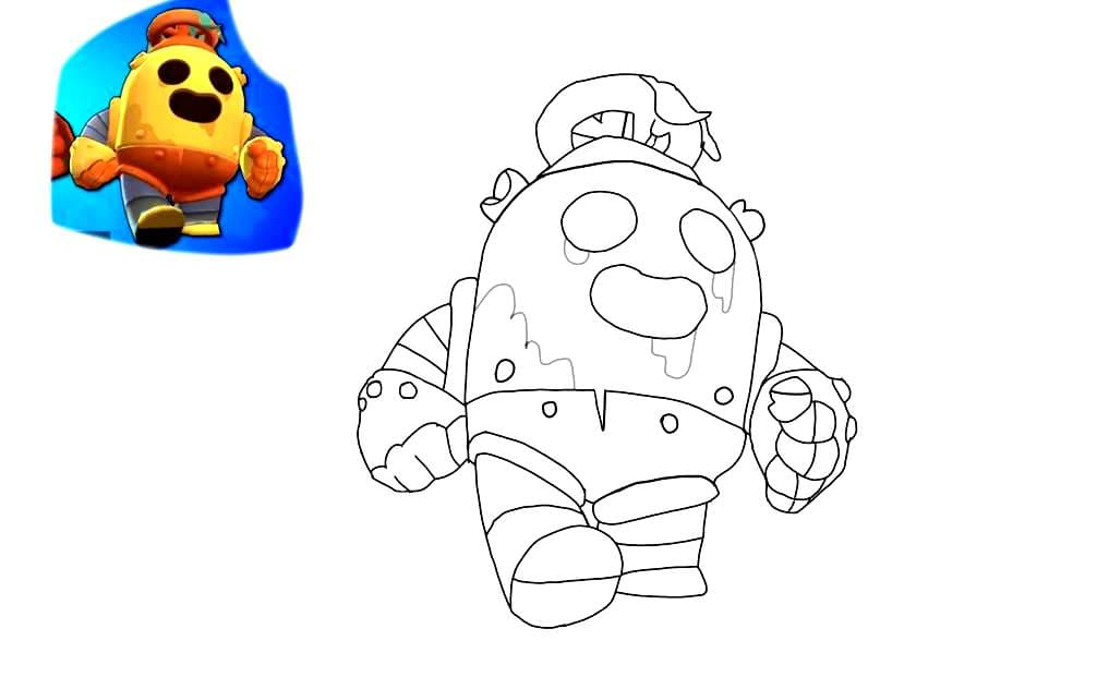 dibujo de spaik fontanero de brawl stars