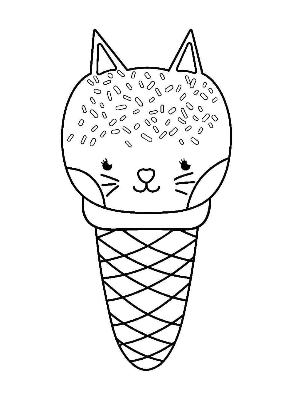 Котик мороженка раскраска