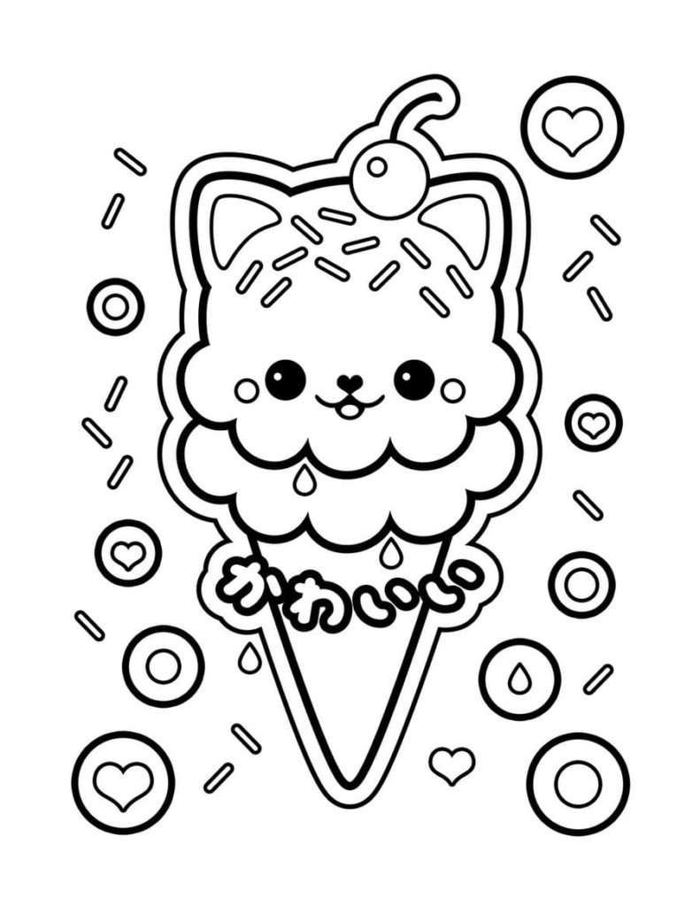 Ice cream Coloring Pages (90 Pieces). 
