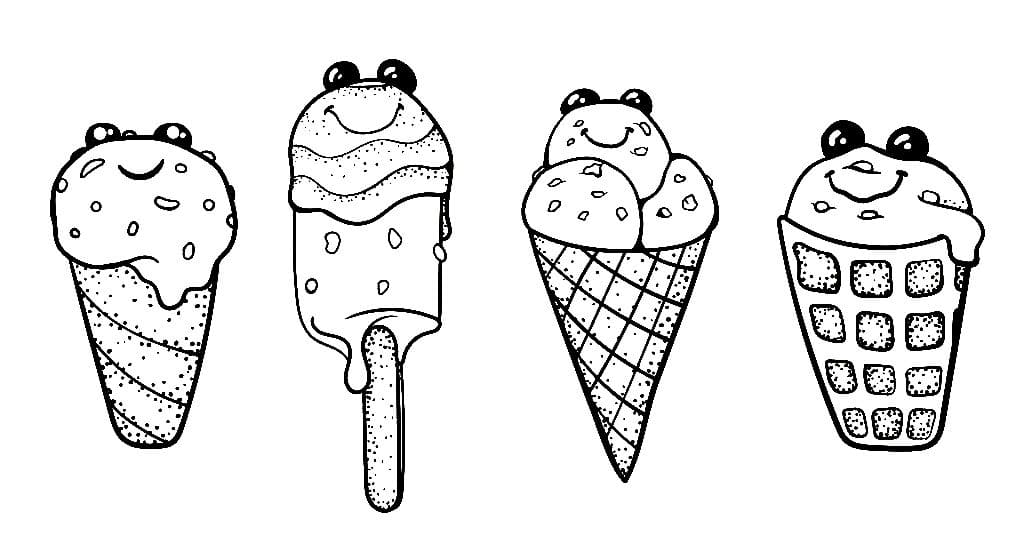 Dibujos de Helados para Colorear (90 Piezas). Imprimir gratis